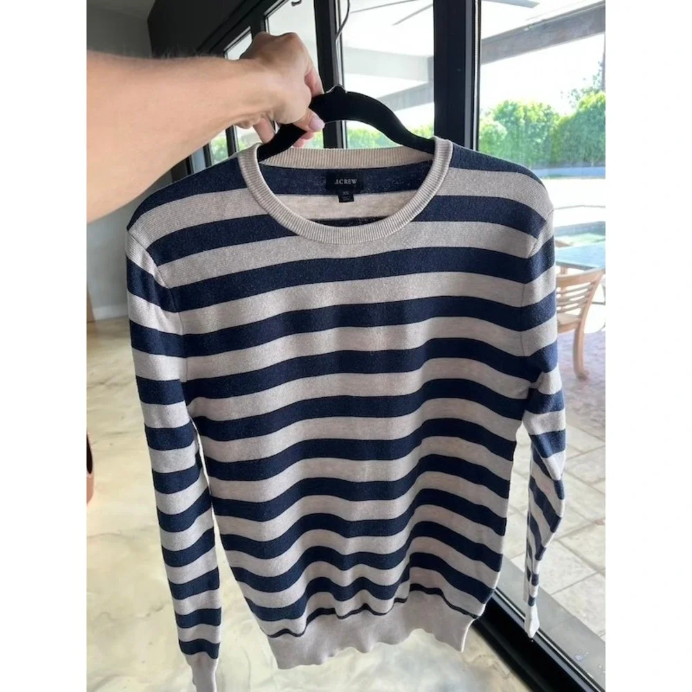 J.Crew XS Striped Crewneck Sweater Preppy Coastal Nautical Vintage
